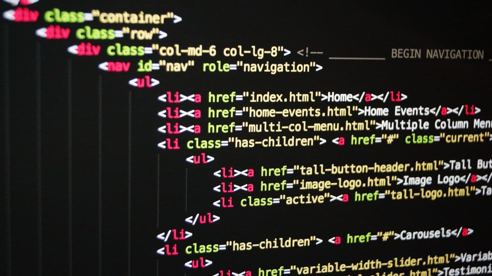 Close-up of code displayed on a screen
