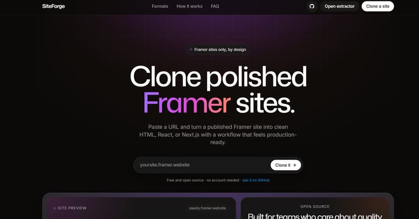 SiteForge - Open-source Framer-to-code exporter
